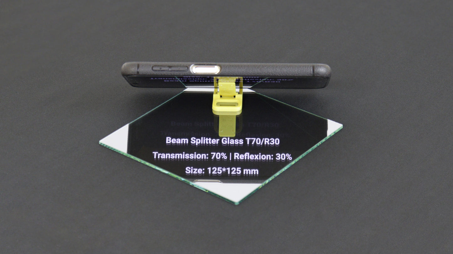 125x125x1,9 mm | Teleprompterglas T70/R30 | Teleprompter Glass | Beamsplitterglas | Beam Splitter Glass