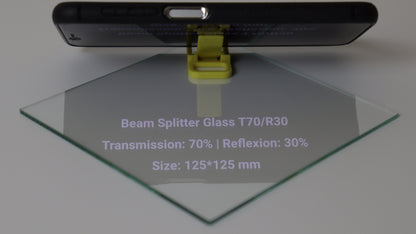 125x125x1,9 mm | Teleprompterglas T70/R30 | Teleprompter Glass | Beamsplitterglas | Beam Splitter Glass