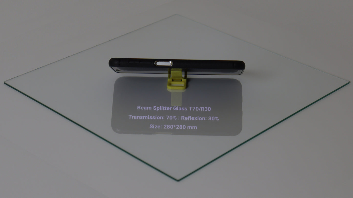 280x280x1,9 mm | Teleprompterglas T70/R30 | Teleprompter Glass | Beamsplitterglas | Beam Splitter Glass