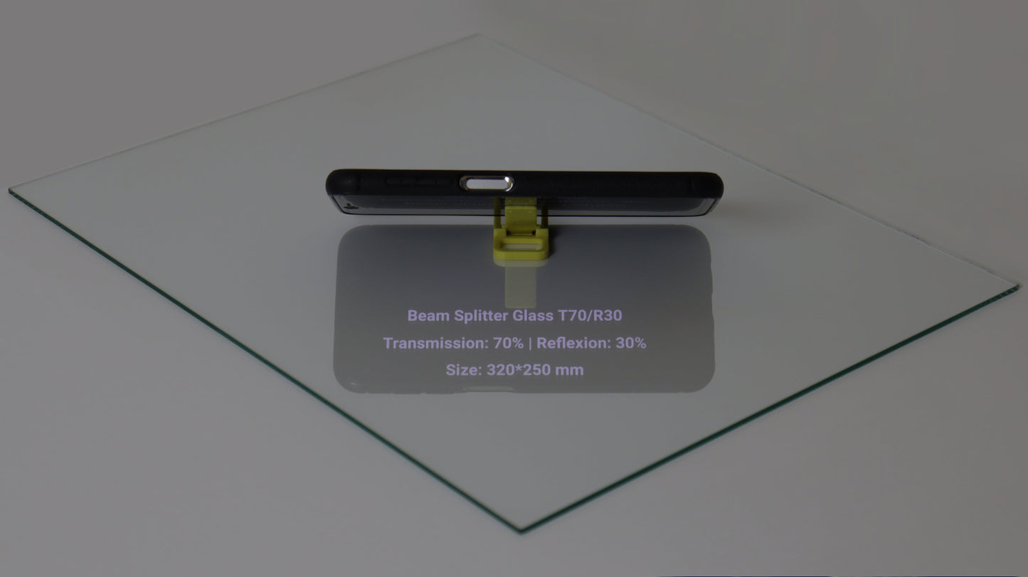 320x250x2,2 mm | Teleprompterglas T70/R30 | Teleprompter Glass | Beamsplitterglas | Beam Splitter Glass